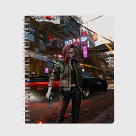 Тетрадь с принтом Cyberpunk 2077 в Тюмени, 100% бумага | 48 листов, плотность листов — 60 г/м2, плотность картонной обложки — 250 г/м2. Листы скреплены сбоку удобной пружинной спиралью. Уголки страниц и обложки скругленные. Цвет линий — светло-серый
 | 2077 | action | cyberpunk | cyberpunk 2077 | rpg | игра | киберпанк | найт сити | рпг