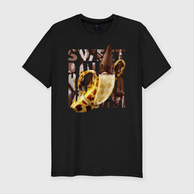 Мужская футболка хлопок Slim с принтом Sweet banana в Тюмени, 92% хлопок, 8% лайкра | приталенный силуэт, круглый вырез ворота, длина до линии бедра, короткий рукав | new year. | sweet banana | банан | грифель | джем | зверь | иголки | карандаш | кольцо | леопард | леопардовый | нг | новый год | овощ | ожерелья | подарок | прздник | принадлежность | сладкий банан | украшения