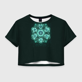Женская футболка Crop-top 3D с принтом DnD Dices - Lovecraft в Тюмени, 100% полиэстер | круглая горловина, длина футболки до линии талии, рукава с отворотами | dices | dnd | dungeons dragons | lovecraft | днд | игра | кубик | лавкрафт