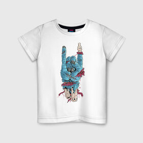 Детская футболка хлопок с принтом Zombie hand в Тюмени, 100% хлопок | круглый вырез горловины, полуприлегающий силуэт, длина до линии бедер | Тематика изображения на принте: 