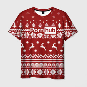 Мужская футболка 3D с принтом PornHub Свитер в Тюмени, 100% полиэфир | прямой крой, круглый вырез горловины, длина до линии бедер | brazzers | hub | браззерс | новогодний | праздничный | рождественский