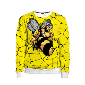 Детский свитшот 3D с принтом Дикая пчела в Тюмени, 100% полиэстер | свободная посадка, прямой крой, мягкая тканевая резинка на рукавах и понизу свитшота | дикая пчела | жало | мед | насекомые | опасность | соты | текстура | шершень