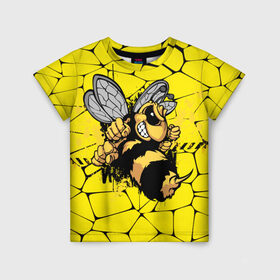 Детская футболка 3D с принтом Дикая пчела в Тюмени, 100% гипоаллергенный полиэфир | прямой крой, круглый вырез горловины, длина до линии бедер, чуть спущенное плечо, ткань немного тянется | дикая пчела | жало | мед | насекомые | опасность | соты | текстура | шершень