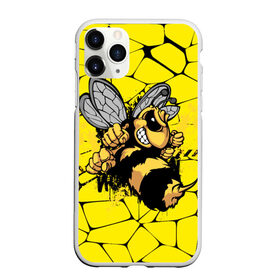Чехол для iPhone 11 Pro матовый с принтом Дикая пчела в Тюмени, Силикон |  | Тематика изображения на принте: дикая пчела | жало | мед | насекомые | опасность | соты | текстура | шершень