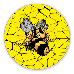 Коврик для мышки круглый с принтом Дикая пчела в Тюмени, резина и полиэстер | круглая форма, изображение наносится на всю лицевую часть | дикая пчела | жало | мед | насекомые | опасность | соты | текстура | шершень