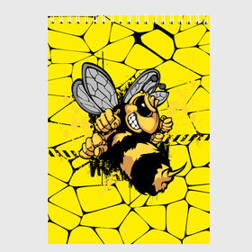 Скетчбук с принтом Дикая пчела в Тюмени, 100% бумага
 | 48 листов, плотность листов — 100 г/м2, плотность картонной обложки — 250 г/м2. Листы скреплены сверху удобной пружинной спиралью | Тематика изображения на принте: дикая пчела | жало | мед | насекомые | опасность | соты | текстура | шершень