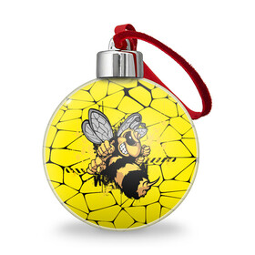 Ёлочный шар с принтом Дикая пчела в Тюмени, Пластик | Диаметр: 77 мм | Тематика изображения на принте: дикая пчела | жало | мед | насекомые | опасность | соты | текстура | шершень