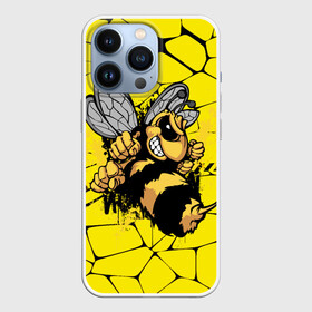 Чехол для iPhone 13 Pro с принтом Дикая пчела в Тюмени,  |  | Тематика изображения на принте: дикая пчела | жало | мед | насекомые | опасность | соты | текстура | шершень
