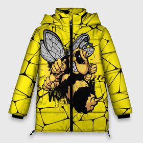 Женская зимняя куртка 3D с принтом Дикая пчела в Тюмени, верх — 100% полиэстер; подкладка — 100% полиэстер; утеплитель — 100% полиэстер | длина ниже бедра, силуэт Оверсайз. Есть воротник-стойка, отстегивающийся капюшон и ветрозащитная планка. 

Боковые карманы с листочкой на кнопках и внутренний карман на молнии | дикая пчела | жало | мед | насекомые | опасность | соты | текстура | шершень