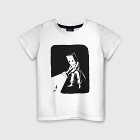 Детская футболка хлопок с принтом little nightmares в Тюмени, 100% хлопок | круглый вырез горловины, полуприлегающий силуэт, длина до линии бедер | пакет | персонаж | фонарь