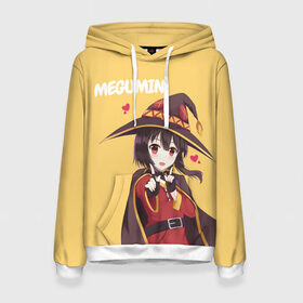 Женская толстовка 3D с принтом Megumin в Тюмени, 100% полиэстер  | двухслойный капюшон со шнурком для регулировки, мягкие манжеты на рукавах и по низу толстовки, спереди карман-кенгуру с мягким внутренним слоем. | aqua | darkness | kazuma | kono subarashii | konosuba | megumin | аква | богиня благословляет этот прекрасный мир | даркнес | даркнесс | казума | коносуба | мегумин | юн юн