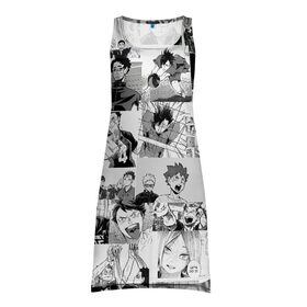 Платье-майка 3D с принтом Haikyu в Тюмени, 100% полиэстер | полуприлегающий силуэт, широкие бретели, круглый вырез горловины, удлиненный подол сзади. | haikyu | аниме | бокуро | волейбол | кагеяме | манга | тецуро | хината | цукишима