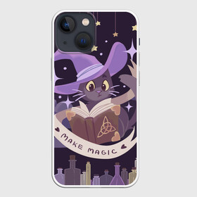 Чехол для iPhone 13 mini с принтом Make Magic   делаем магию в Тюмени,  |  | book | halloween | magic | spell | spellbook | witch | ведьма | ведьмин кот | волшебник | волшебство | заклинание | книга | кот | магия | фамильяр | хэллоуин | чародей | чародейка