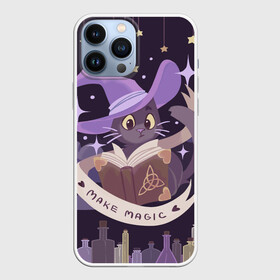 Чехол для iPhone 13 Pro Max с принтом Make Magic   делаем магию в Тюмени,  |  | book | halloween | magic | spell | spellbook | witch | ведьма | ведьмин кот | волшебник | волшебство | заклинание | книга | кот | магия | фамильяр | хэллоуин | чародей | чародейка