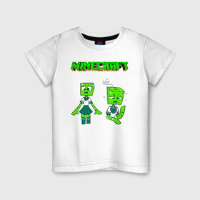 Детская футболка хлопок с принтом Minecraft в Тюмени, 100% хлопок | круглый вырез горловины, полуприлегающий силуэт, длина до линии бедер | 