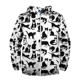 Мужская ветровка 3D с принтом Котики Чёрно-белые в Тюмени, 100% полиэстер | подол и капюшон оформлены резинкой с фиксаторами, два кармана без застежек по бокам, один потайной карман на груди | cat | cats | cosmos | kitten | mem | memes | rose | roses | глаза | глазки | киска | космос | кот | котёнок | котик | котики | котэ | котята | кошак | кошка | кошки | красивая | мем | мемчики | милая | прикольная | розы | светлая