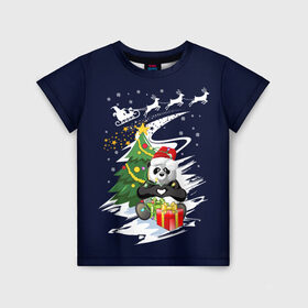 Детская футболка 3D с принтом Рождественская Панда в Тюмени, 100% гипоаллергенный полиэфир | прямой крой, круглый вырез горловины, длина до линии бедер, чуть спущенное плечо, ткань немного тянется | 2021 | 21 | 2k21 | 2к21 | chrystmas | happy | lik | marry | new | panda | santa | snow | winter | xmas | year | год | годом | дед | елка | елки | клаус | лес | настроение | новогоднее | новогоднему | новый | новым | панда | по | рождество | с | 