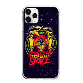 Чехол для iPhone 11 Pro Max матовый с принтом Bearded cat from outer space в Тюмени, Силикон |  | Тематика изображения на принте: hipster | retro | vintage | борода | бородатый | винтаж | глубокий | из космоса | космический | космический корабль | космос | кот | котик | кошка | нло | пародия | пришельцы | ретро | старые фильмы | ужастик