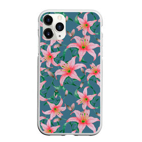 Чехол для iPhone 11 Pro Max матовый с принтом Лилии на сером фоне в Тюмени, Силикон |  | Тематика изображения на принте: 8 марта | весна | зеленый | лилии | праздник | природа | растения | розовый | серый | цветы