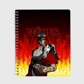 Тетрадь с принтом HADES ZAGREUS в Тюмени, 100% бумага | 48 листов, плотность листов — 60 г/м2, плотность картонной обложки — 250 г/м2. Листы скреплены сбоку удобной пружинной спиралью. Уголки страниц и обложки скругленные. Цвет линий — светло-серый
 | Тематика изображения на принте: aphrodite | artemis | athena | hade | hades | nyx. | poseidon | zagreus | zeus | афродита | загрей | зевс | игра hades | посейдон