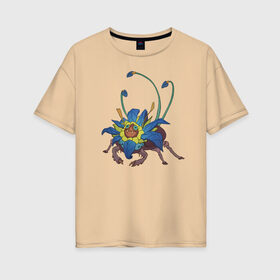 Женская футболка хлопок Oversize с принтом Хищное насекомое 2 в Тюмени, 100% хлопок | свободный крой, круглый ворот, спущенный рукав, длина до линии бедер
 | 
