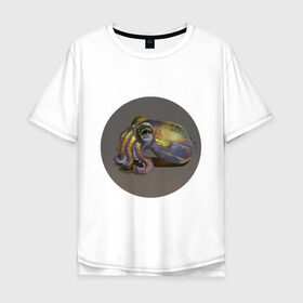 Мужская футболка хлопок Oversize с принтом Осьминог в Тюмени, 100% хлопок | свободный крой, круглый ворот, “спинка” длиннее передней части | 