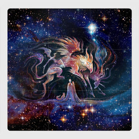 Магнитный плакат 3Х3 с принтом Дивные звери в Тюмени, Полимерный материал с магнитным слоем | 9 деталей размером 9*9 см | волшебство | грифон | единорог | звёзды | колыбельная | космос | кот | любовь | мечты | ночь | пара | сказка | сон