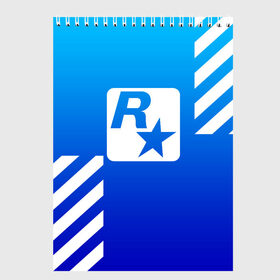 Скетчбук с принтом ROCKSTAR GAME в Тюмени, 100% бумага
 | 48 листов, плотность листов — 100 г/м2, плотность картонной обложки — 250 г/м2. Листы скреплены сверху удобной пружинной спиралью | Тематика изображения на принте: game | gamer | rdr2 | red dead redemption 2 | rockstar studios | игры