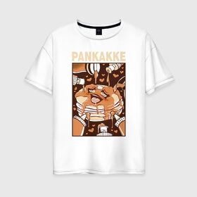 Женская футболка хлопок Oversize с принтом Pankakke в Тюмени, 100% хлопок | свободный крой, круглый ворот, спущенный рукав, длина до линии бедер
 | ahegao | manga | ахегао | комиксы | лицо | манга | паттрен | чернобелый | эмоции
