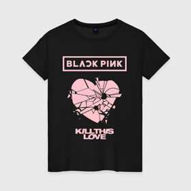 Женская футболка хлопок с принтом BLACKPINK в Тюмени, 100% хлопок | прямой крой, круглый вырез горловины, длина до линии бедер, слегка спущенное плечо | black pink | blackpink | k pop | блэкпинк | дженни | джису | к поп | лиса | розэ