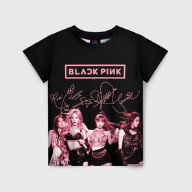 Детская футболка 3D с принтом BLACKPINK в Тюмени, 100% гипоаллергенный полиэфир | прямой крой, круглый вырез горловины, длина до линии бедер, чуть спущенное плечо, ткань немного тянется | black pink | blackpink | k pop | блэкпинк | дженни | джису | к поп | лиса | розэ