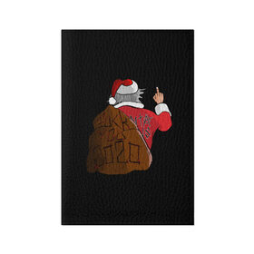Обложка для паспорта матовая кожа с принтом Santa claus в Тюмени, натуральная матовая кожа | размер 19,3 х 13,7 см; прозрачные пластиковые крепления | Тематика изображения на принте: 2020 | 2021 | claus | happy new year | new ear | santa | santa claus | snow | winter | year | год | новый | новый год