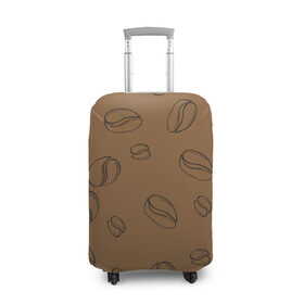 Чехол для чемодана 3D с принтом Узор Кофейные зерна в Тюмени, 86% полиэфир, 14% спандекс | двустороннее нанесение принта, прорези для ручек и колес | зерна | коричневый | кофе | кофейный | кофеман | паттерн | узор