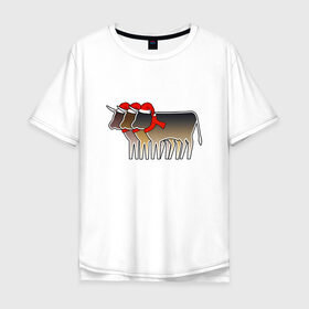Мужская футболка хлопок Oversize с принтом Три быка в Тюмени, 100% хлопок | свободный крой, круглый ворот, “спинка” длиннее передней части | бык | рога | три | шапка | шарф