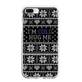 Чехол для iPhone 7Plus/8 Plus матовый с принтом I`m cold hug me в Тюмени, Силикон | Область печати: задняя сторона чехла, без боковых панелей | Тематика изображения на принте: иностранные | любовь | меня | мне | надпись | новогодний свитер | новый год | обними | объятия | прикольные | рождественский свитер | свитер | слова | текст | холодно | цитата