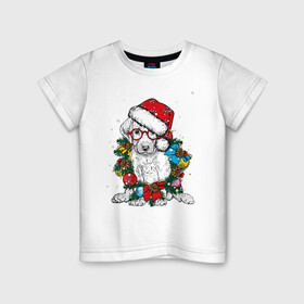 Детская футболка хлопок с принтом ЛабриСанта в Тюмени, 100% хлопок | круглый вырез горловины, полуприлегающий силуэт, длина до линии бедер | new year | арт | графика | дед мороз | зима | новый год | рождество | санта