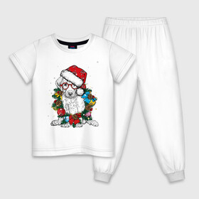 Детская пижама хлопок с принтом ЛабриСанта в Тюмени, 100% хлопок |  брюки и футболка прямого кроя, без карманов, на брюках мягкая резинка на поясе и по низу штанин
 | Тематика изображения на принте: new year | арт | графика | дед мороз | зима | новый год | рождество | санта
