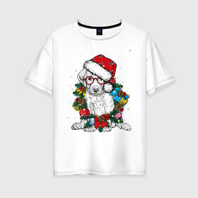 Женская футболка хлопок Oversize с принтом ЛабриСанта в Тюмени, 100% хлопок | свободный крой, круглый ворот, спущенный рукав, длина до линии бедер
 | new year | арт | графика | дед мороз | зима | новый год | рождество | санта