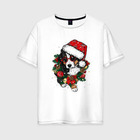 Женская футболка хлопок Oversize с принтом Милах в Тюмени, 100% хлопок | свободный крой, круглый ворот, спущенный рукав, длина до линии бедер
 | new year | арт | графика | дед мороз | зима | новый год | рождество | санта