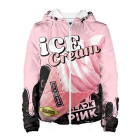 Женская куртка 3D с принтом BLACKPINK ICE CREAM в Тюмени, ткань верха — 100% полиэстер, подклад — флис | прямой крой, подол и капюшон оформлены резинкой с фиксаторами, два кармана без застежек по бокам, один большой потайной карман на груди. Карман на груди застегивается на липучку | black pink | blackpink | ice cream | k pop | блэкпинк | дженни | джису | к поп | лиса | розэ