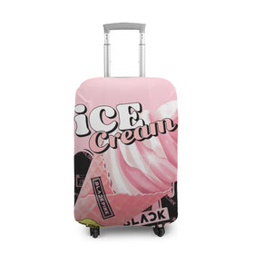 Чехол для чемодана 3D с принтом BLACKPINK ICE CREAM в Тюмени, 86% полиэфир, 14% спандекс | двустороннее нанесение принта, прорези для ручек и колес | Тематика изображения на принте: black pink | blackpink | ice cream | k pop | блэкпинк | дженни | джису | к поп | лиса | розэ