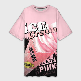 Платье-футболка 3D с принтом BLACKPINK ICE CREAM в Тюмени,  |  | black pink | blackpink | ice cream | k pop | блэкпинк | дженни | джису | к поп | лиса | розэ