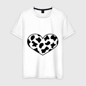Мужская футболка хлопок с принтом В Новый год - с любовью! в Тюмени, 100% хлопок | прямой крой, круглый вырез горловины, длина до линии бедер, слегка спущенное плечо. | 2021 | бык | корова | любовь | новый год | праздник | сердце | символ года | чёрно белый