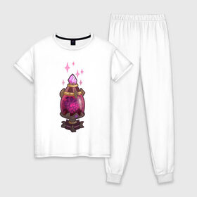 Женская пижама хлопок с принтом TRDGARPG, Worthy Heart hunter, концепт арт, грааль, сердце, сосуд в Тюмени, 100% хлопок | брюки и футболка прямого кроя, без карманов, на брюках мягкая резинка на поясе и по низу штанин | 