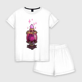 Женская пижама с шортиками хлопок с принтом TRDGARPG, Worthy Heart hunter, концепт арт, грааль, сердце, сосуд в Тюмени, 100% хлопок | футболка прямого кроя, шорты свободные с широкой мягкой резинкой | Тематика изображения на принте: 