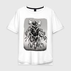 Мужская футболка хлопок Oversize с принтом TRDGARPG, wisp, руки, огонь, монстр, лица в Тюмени, 100% хлопок | свободный крой, круглый ворот, “спинка” длиннее передней части | wisp | лица | монстр | огонь | руки