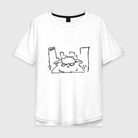 Мужская футболка хлопок Oversize с принтом Курсэд Кэтс Семь в Тюмени, 100% хлопок | свободный крой, круглый ворот, “спинка” длиннее передней части | cat | community | electronic mushroom | meme