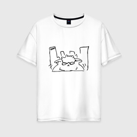 Женская футболка хлопок Oversize с принтом Курсэд Кэтс Семь в Тюмени, 100% хлопок | свободный крой, круглый ворот, спущенный рукав, длина до линии бедер
 | cat | community | electronic mushroom | meme