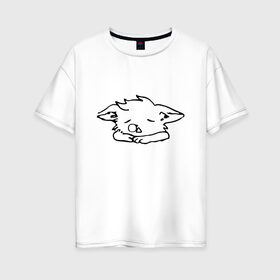 Женская футболка хлопок Oversize с принтом Курсэд Кэтс Восемь в Тюмени, 100% хлопок | свободный крой, круглый ворот, спущенный рукав, длина до линии бедер
 | cat | community | electronic mushroom | meme