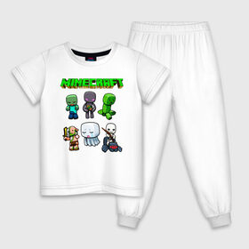 Детская пижама хлопок с принтом Minecraft в Тюмени, 100% хлопок |  брюки и футболка прямого кроя, без карманов, на брюках мягкая резинка на поясе и по низу штанин
 | minecraft | алекс | белый | блоки | ведьма | взрывчатка | визера | волк | гаст | добывать | дракон | зеленый куб | зомби | игра | крафт | крипер | кубики | лошадка | майн | майнкрафт | манкрафт | овечка | оцелот